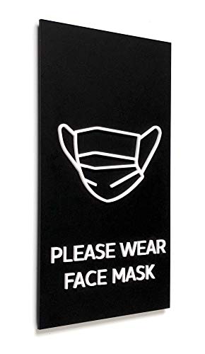Kubik Letters Face Mask Required Sign for Businesses - Please Wear Face Mask Sign - Modern Design Door Sign for Commercial Area with Adhesive Tape