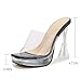 XHOGNLS Women Sexy Clear Band Platform Super High Heel Prom Sandals Fashion Square Open Toe Slip On Clear High Heeled Sandals For Dance Catwalk Party Pumps (Black,8)