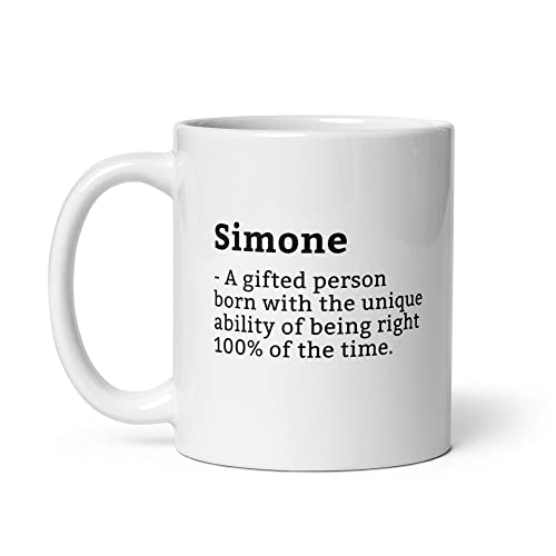 White Glossy Mug Sarcastic Simone Mug-Simone Definition Mug-Funny Simone Mug-Personalised Simone Mug-Custom Simone Mug-Funny Mugs