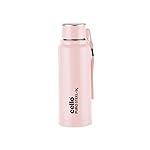 CELLO Puro Steel-X Benz PU Insulated Water Bottle 410ml, Pink | BPA Free, Leakproof, ISI Certified | Hot & Cold Bottle for Gym, Office, College, Travel, Outdoor Sports & Yoga with Carry Loop