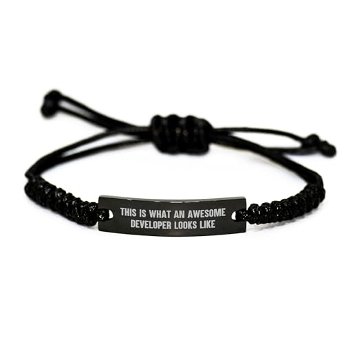 Developer's Gift - Inspirational Rope Bracelet for Birthday - 'This Is What An Awesome Developer Looks Like'