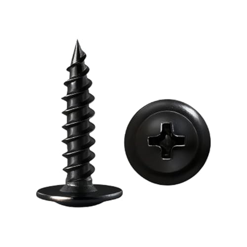 120PCS #8×1" Tornillos para Madera Negros, Cabeza Truss Modificada Phillips, autorroscantes con recubrimiento de Óxido de Zinc miniatura 1