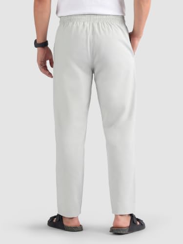 Image of Beyoung Pure Cotton Solid Elastic with Drawstring Pyjama for Men | Relaxed Fit | 2 Pockets | Lounge Wear Pyjama