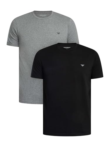 Emporio Armani Man's Endurance Lot de 2 t-Shirts à col Rond Noir Taille L Coupe régulière, Noir, L