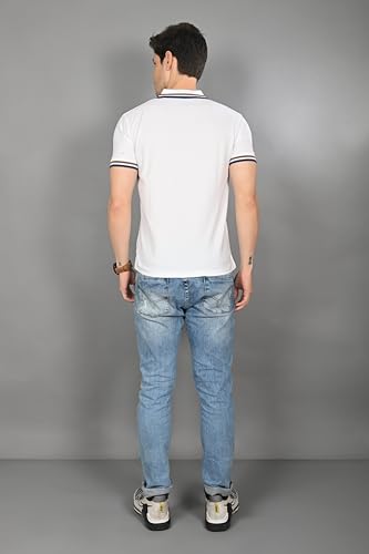 Image of HUMBERTO Men's White Polo T-Shirt: Classic Style for Casual Comfort