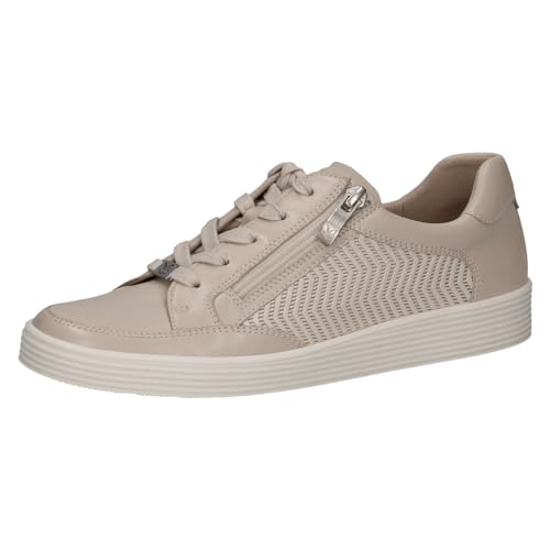 CAPRICE Damen Sneaker flach aus Leder mit Reißverschluss, Beige (Offwht Soft Co), 40 EU
