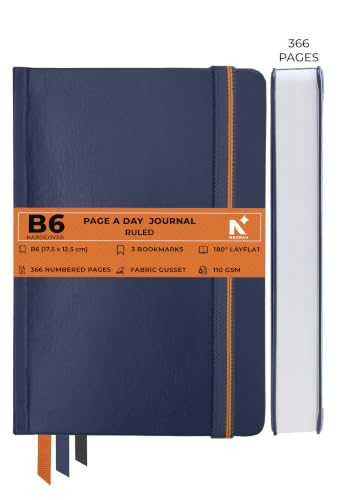 Image of NEORAH -B6 DOTTED | 368 Pages - 110 Gsm | PAGE A DAY JOURNAL (17.5 X 12.5 cm)-Hardcover Dot Grid Notebook |Back Pocket |3 Silk Book Mark - Completely HANDMADE for Journaling,writing - DARK BLUE