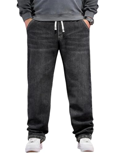 Men Plus Size Jeans Loose Straight High Elasticity Father Trousers