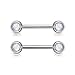 14g Nipple Ring Barbells Set of 2, Pair of Clear Crystal Gem 5/8" Barbells with 6 mm Balls