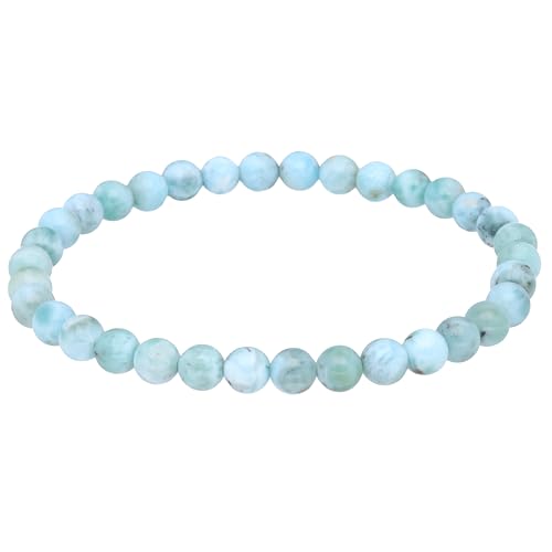 Lebensquelle Plus Larimar Kugelarmband | 6mm Perlen | Naturschmuck Edelstein Armband 19cm | Inklusive Edelsteinkarte | Echte Steine | Geschenkidee