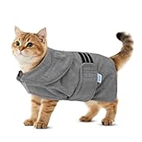 Nobleza Hundebademantel Mikrofaser mit Klettverschluss,Super saugfähig und schnell trocknend,Bademantel für alle Katzen und Hunde,Fünf Größen,Hundehandtuch Weich (XS Grau)