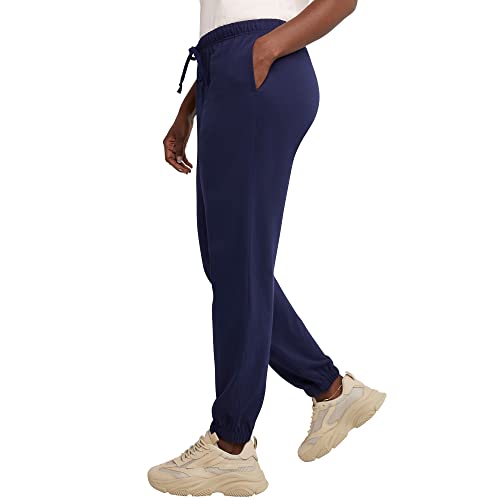Hanes Essential Jogger Pants, Drawstring Sweatpants for Women, 100% Cotton Jersey, 29"3