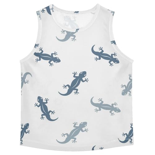 J JOYSAY Cartoon Lizard Blue Boys Tank Top Sleeveless Muscle Shirts Quick Dry Workout Active Sport Kids T-Shirts 3-15T