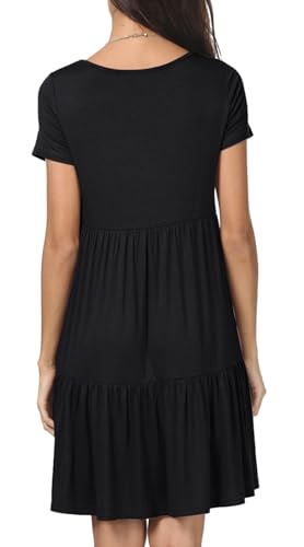 Image of levaca Womens Summer Casual Dresses Beach Coverup Loose Short Sleeve T Shirt Dress 2025 Midi Outfit Sundress