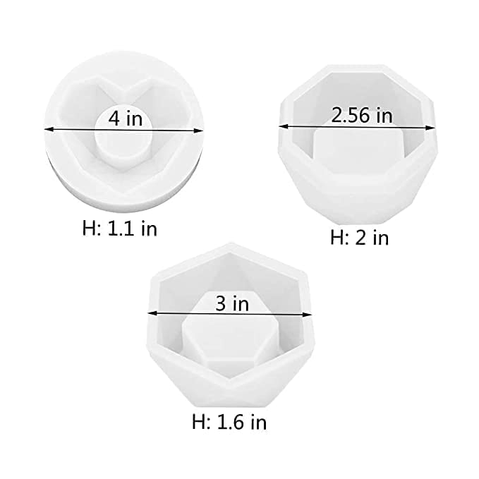 Polaris Fox Pack of 3 Planter Silicone Craft Mold | Heart, Hexagon and Octagon Shape | Tealight Candle Holder Mould | Candle Mould Pack of 3 Different Shape Mould. 1