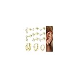 20G Helix Piercing Jewelry Flat Back Cartilage Earrings for Women - Hypoallergenic Surgical Stainless Steel Gold Stud Hoop Cartilage Helix Earring Set Daith Tragus Conch Flat Back Stud Earrings Single