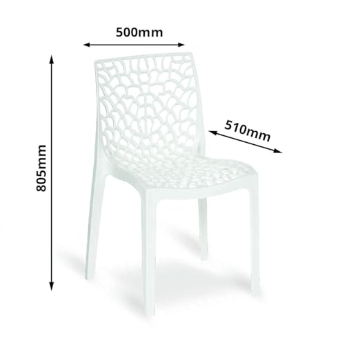 Image of activa Web Designer Plastic Chair for Home, Office and Restaurant and Cafe|Armless Chair for Dining Room| Heavy Duty Outdoor Plastic Chair | Designer Balcony Chair (White, Set of 2)