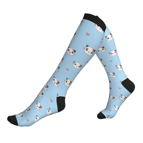 JDNFDR Calcetines de trabajo con cara de gato de dibujos animados, antiampollas, calcetines reciclados para correr, caminar al aire libre, senderismo