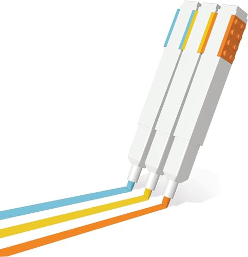 LEGO IQ Stationery 3er-Pack Textmarker mit 4x2 Bausteinen – Gelb, Orange, Blau