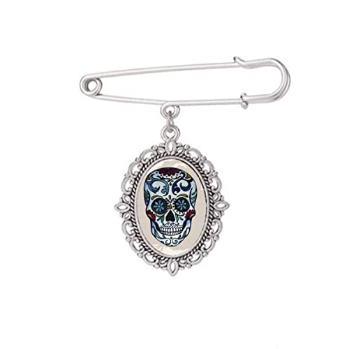 Broche Mexique pour ajuster robe et chemise, clip gris à motif culturel taille M