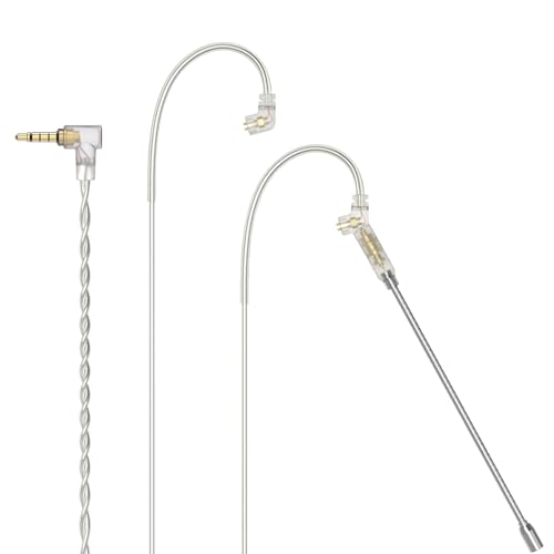Cubilux 3,5 mm 2 pin 0,78 mm IEM cavo con microfono, fili OFC placcati in argento cavo per auricolari con microfono Boom staccabile per Wan'er SG, ZS10 Pro X, ZSX in Ear Monitor, 4 piedi