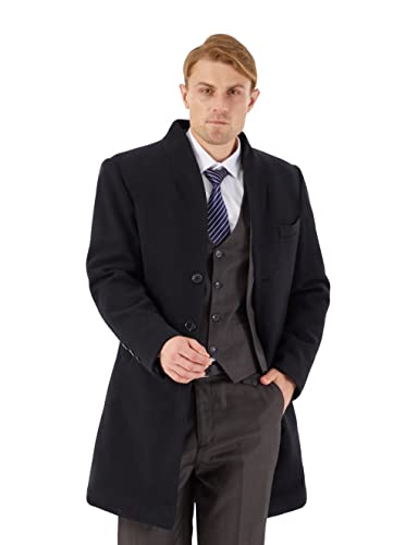 Image of WULFUL Men Wool Trench Coat Slim Fit Winter Coat