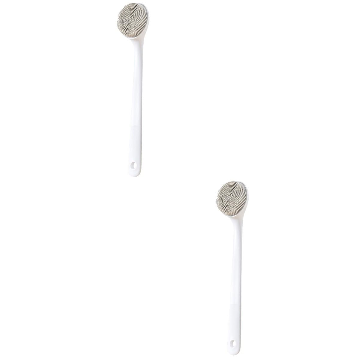 Housoutil 2 Piezas cepillo de silicona para fregar cepillo de baño de mango largo cepillo de exfoliación corporal cepillo de baño para la espalda fregadoras de limpieza de espalda limpio