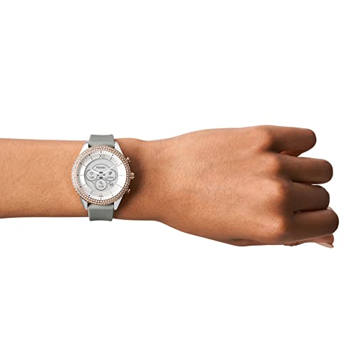 Fossil Stella Gen 6 Hybrid 40Mm Stainless Steel And Silicone Smart Watch, Color: Rose Gold/Gray (Model: Ftw7065) #TOP5