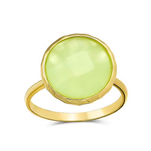 Preisvergleich Produktbild Bling Jewelry Vielfältige Seafoam Grün Simuliert Chalcedon Oder Rosa Simulierten Rosenquarz Aussage Ringe 14K Vergoldet 925 Silber