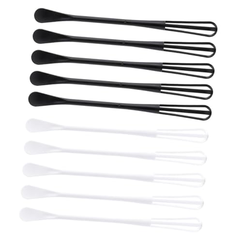 NUOBESTY Batidores de Huevos Manuales 10 Piezas (5 de Color Oscuro 5 de Color Claro) de Plástico Resistente, Minicucharas Multiusos para Mezclar, Hornear y Preparar Bebidas en Cocina
