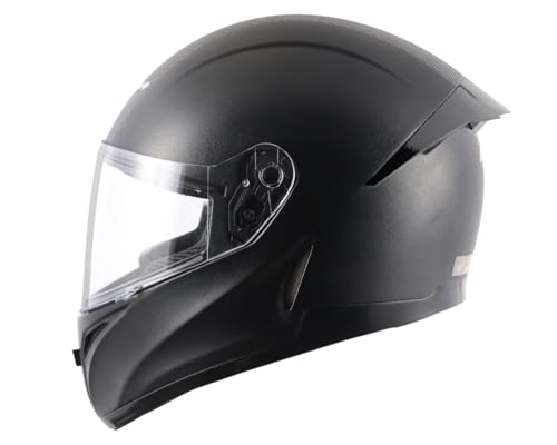 Image of Vega Breeze Texture Finish Full Face Motorcycle Helmet with Matte Shell, Shock Absorbing Liner, Comfortable Interior, Ventilated Fit, Aerodynamic Design, and Trendy Black Finish Black-L
