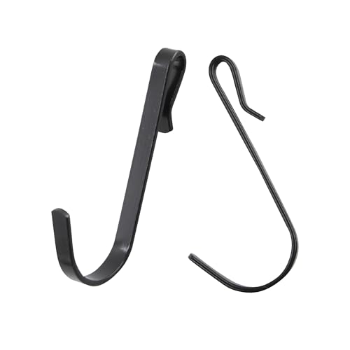AUXBC 20Pcs J Shaped Hook Stainless Steel Hanger Hooks Clip-on Hook Wire Rack Hook Hanging Sink Grid Hook Shelf Hooks for Kitchen Bedroom Office, Black