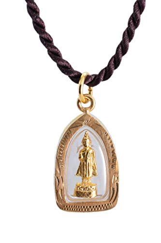 Weekday Birthday Buddha Golden Thai Amulet Pendant (Monday - Phram Ham Yath “Making Peace”)