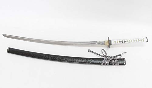 高級模造刀　高級居合刀　菊一文字拵え　黒鞘白飛沫　優勢刃紋刀身　白拵え 高級模造刀 高級居合刀 菊一文字拵え 黒鞘白飛沫 優勢刃紋