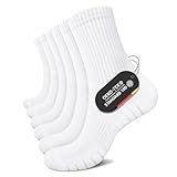 FALARY Sportsocken Herren 43-46 Weiß Baumwolle Socken Damen Lange Tennissocken Wintersocken Herrensocken Wandersocken Laufsocken Gepolstert Thermosocken Outdoor Running 6 Paar