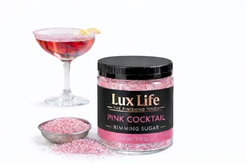 Lux Life Pink Cocktail Rimming Sugar – Naturally Colored, Unflavored Drink Rim Sugar – 4 oz