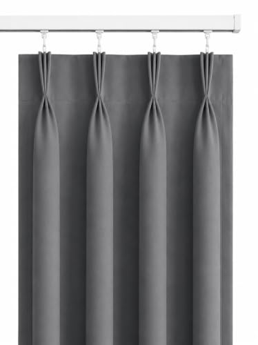 Image of KALIYO Grey Blackout Pinch Pleat Curtains for Living Room & Bedroom | Room Darkening Curtains | Pinch Pleat Header| Noise Reducing | 5 FT X 25 INCH | Pack of 1