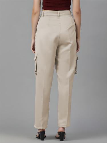Image of KOTTY Women's High Rise Cotton Blend Relaxed Fit CargoTrousers