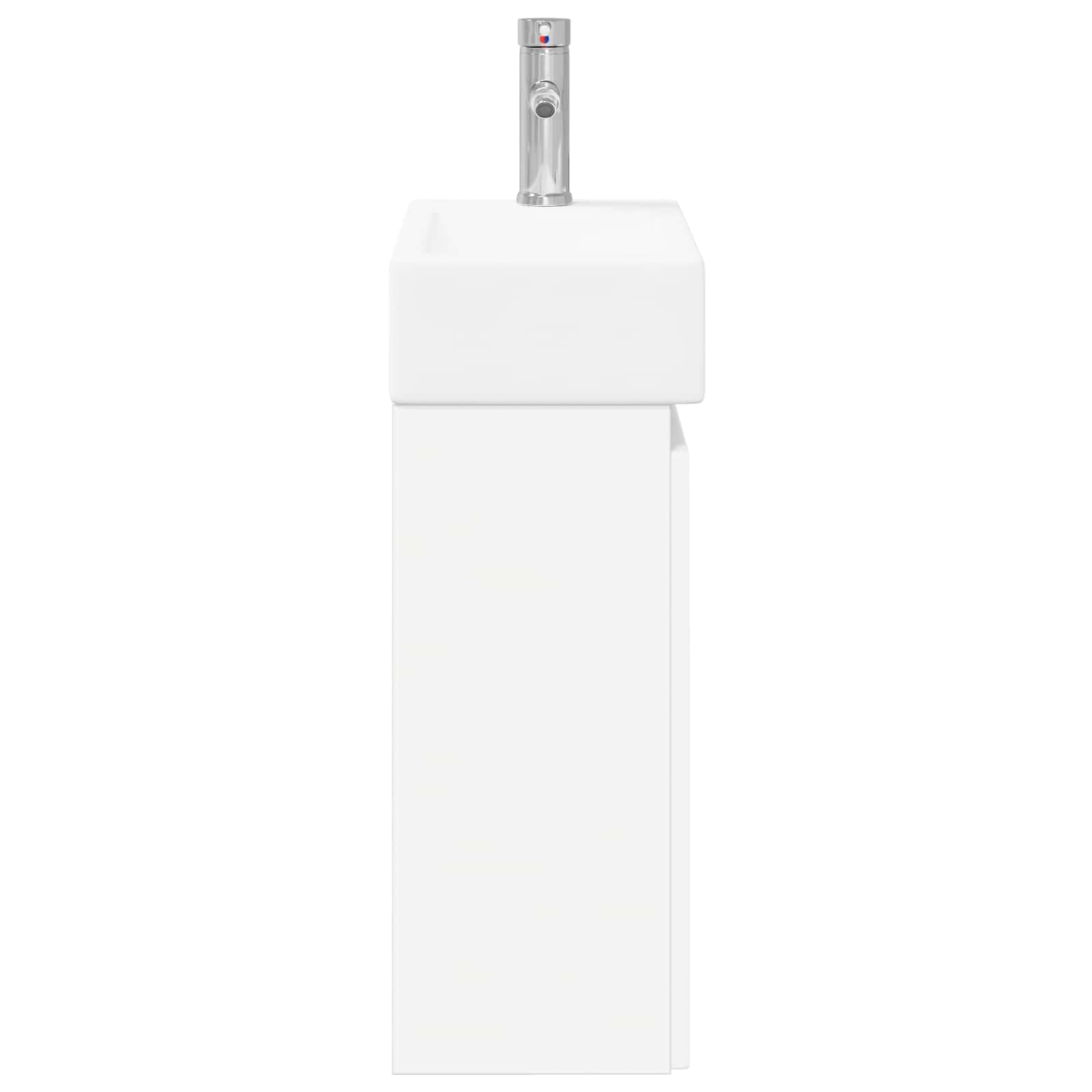 Mobile sottolavabo da bagno con lavabo in ceramica e miscelatore bianco, salvaspazio, montaggio a parete, moderno set di mobili da bagno per WC degli ospiti, 45,5 x 22,5 x 84 cm