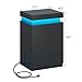 ADORNEVE Black Night Stand Set of 2,Tall Nightstand with Charging Station & LED Light & Sliding Top,Bedside Table with Drawers,Modern Bed Side Tables Bedroom