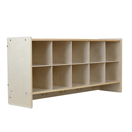 Rri Goods 10-Section Wall Mount Classroom Storage Cubby Organizer & Coat Locker With Shelf, Hanging Wall Organizer With Hooks For Home, Daycare, Classroom #TOP2