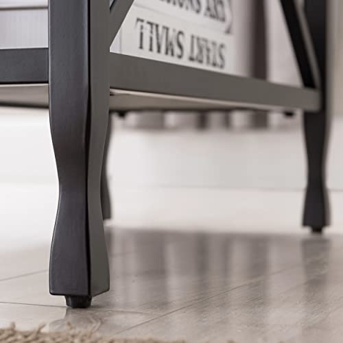 Leick Home 23005 Chisel & Forge Narrow Side Recliner Table with Shelf, Smoke Gray and Matte Black