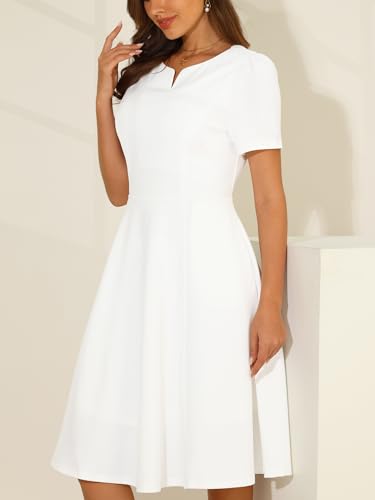 Women's Uniform Dresses with Pockets A-Line Work Church Dress4
