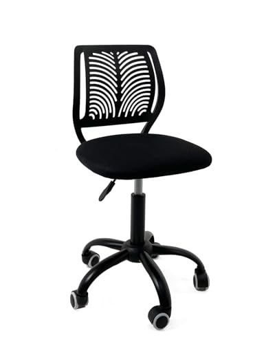 KAYELLES Chaise de Bureau Enfant Junior Réglable en Hauteur, Assise Mesh Respirant, Dossier Ajouré, Pivotante 360°, roulettes Souples SAWI Noir