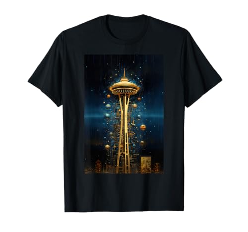 Beautiful Seattle Space Needle Aesthetic Painting Souvenir T-Shirt