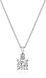 Amazon Collection Sterling Silver Cubic Zirconia Cushion Pendant Necklace, 18