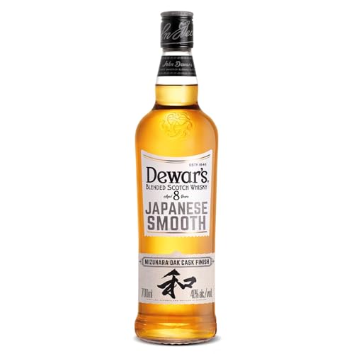 Dewar's Japanese Smooth 8 Años Whisky Escocés Mezclado, 40% ABV, 70cl / 700ml, Acabado en Barricas de Roble Japonés Mizunara, Notas de Canela, Sándalo, Floral