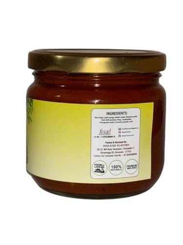 Image of Malnad Western Ghats Appemidi Mango Pickle (250gm) | Oil Free & Vinegar Free Appemidi Mango Pickle | Product from Malnad Flavors | Fresh with No Artificial Preservatives | Glass Jar
