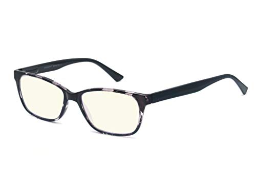 MODFANS Blue Light Blocking Women Men Computer Glasses,Anti Harmful Ray Reduce Eyestrain Glare-Suitable for TV/Gaming/Phone-Square Classice Fashion Frame Comfort Spring Hinge Come with Case-Black