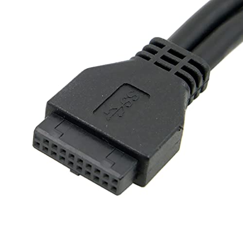 ChenYang CY Motherboard 20 Pin Header Female to USB 3.0 Dual Ports A Female Screw Mount Type Cable Black, 30cm - Image 2